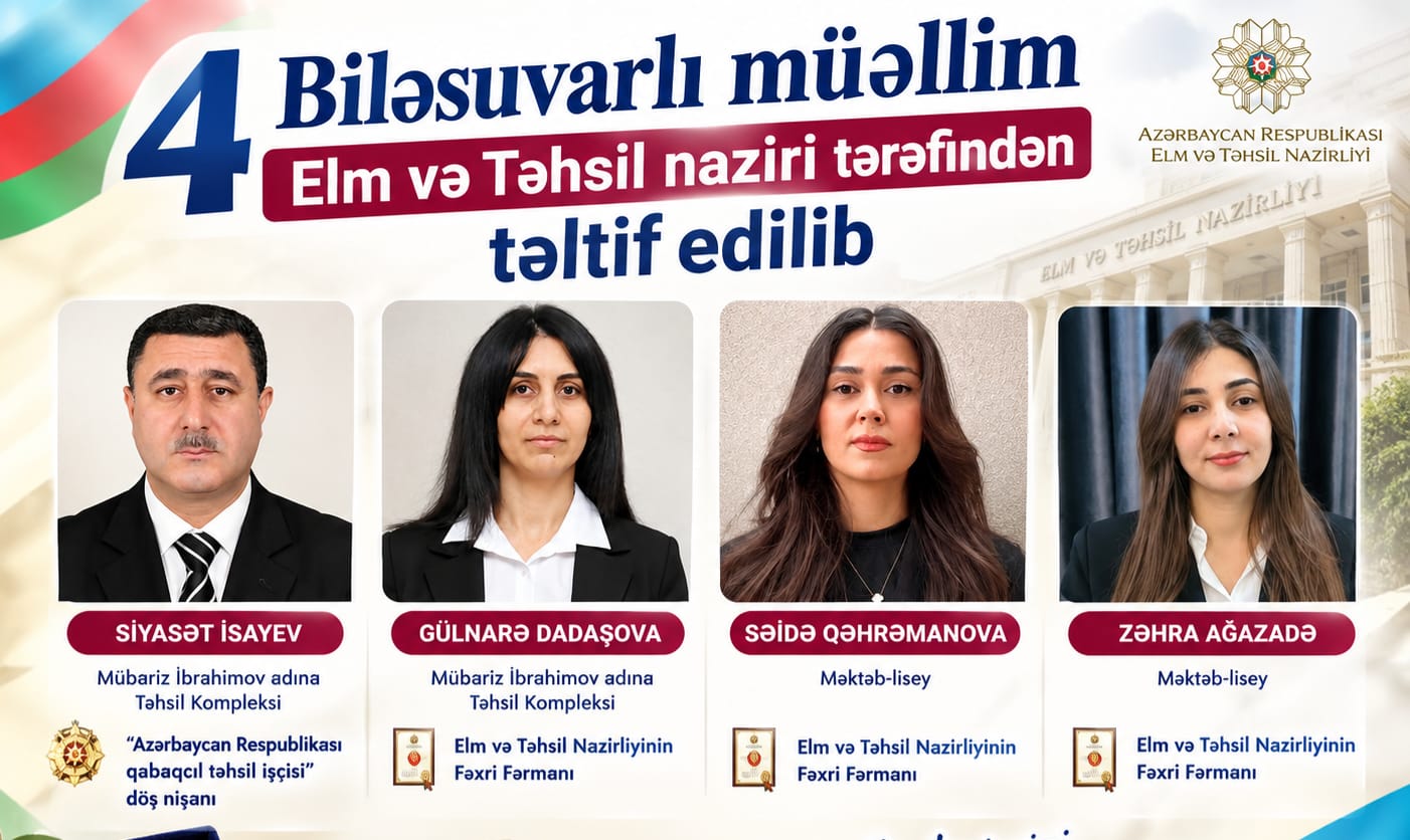 4 Biləsuvarlı müəllim Elm və Təhsil naziri tərəfindən təltif olunub - FOTO